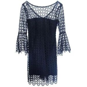 West 22 x Yoana Baraschi gothic crochet lace bell sleeve mini dress XS S